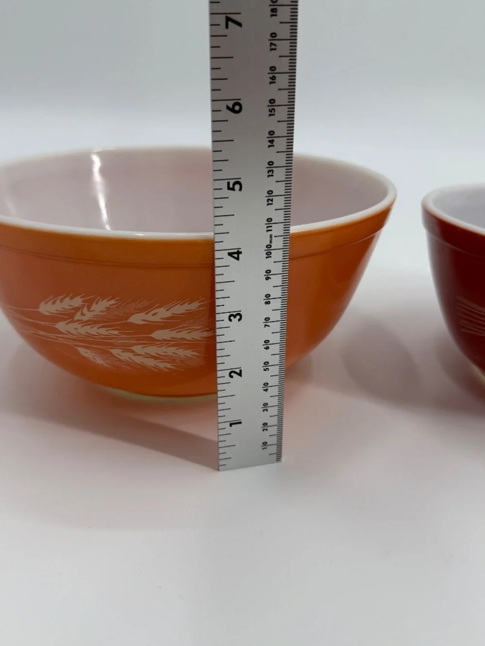 Vintage Pyrex Autumn Harvest Wheat Stalk Nesting Mixing Bowls Set 3 Rust Orange